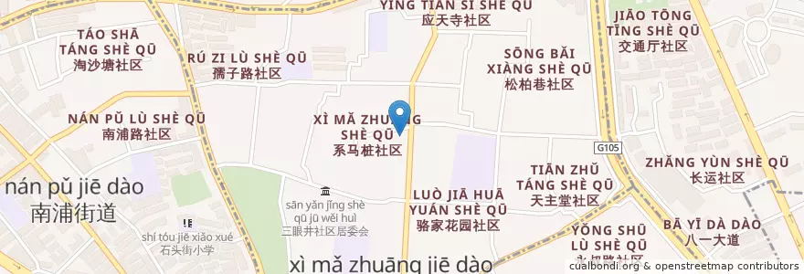 Mapa de ubicacion de 系马桩街道 en 中国, 江西省, 南昌市, 西湖区, 系马桩街道.