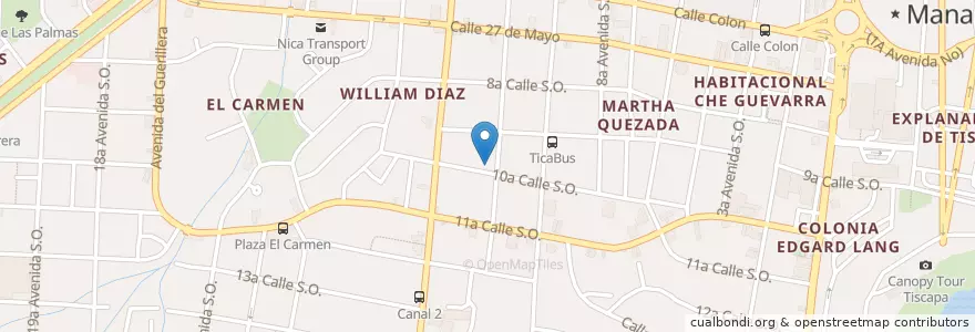 Mapa de ubicacion de Cafetin Mirna en Никарагуа, Departamento De Managua, Managua (Municipio).