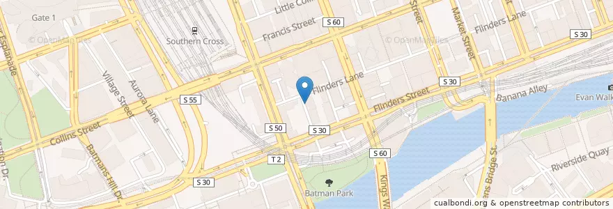 Mapa de ubicacion de Cherry & Twigs Cafe en Australië, Victoria, City Of Melbourne.