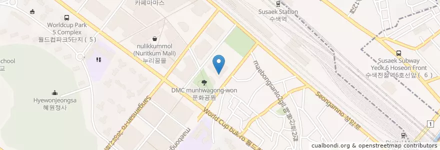 Mapa de ubicacion de KB국민은행 상암미디어지점 en 韩国/南韓, 首尔, 麻浦區, 상암동.
