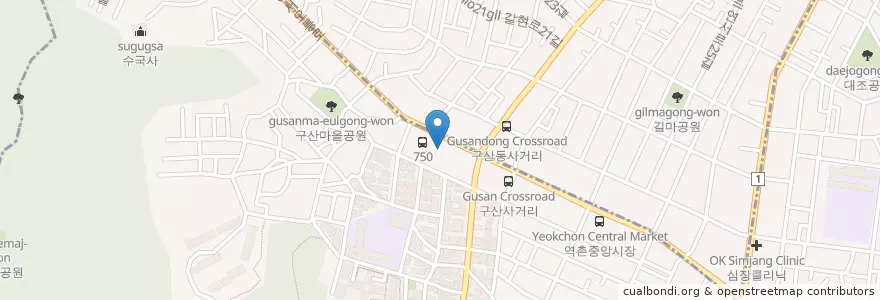 Mapa de ubicacion de 천생연분 떡집 en کره جنوبی, سئول, 은평구, 구산동.