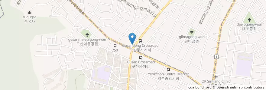 Mapa de ubicacion de 파리바게뜨 서오릉점 en Республика Корея, Сеул, 은평구, 구산동.