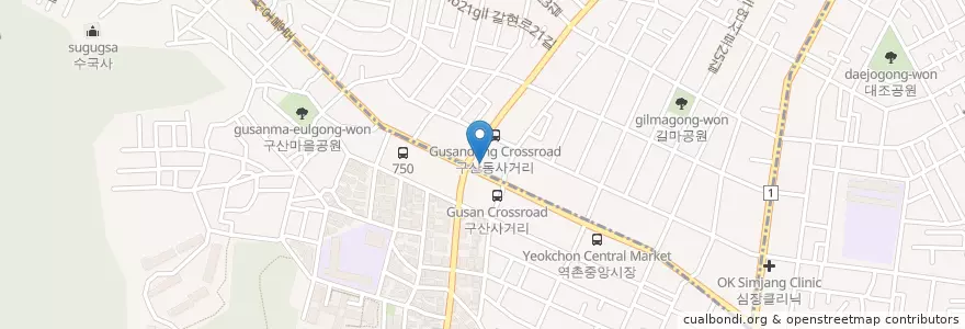 Mapa de ubicacion de 정 온누리약국 en Südkorea, Seoul, 은평구, 구산동.