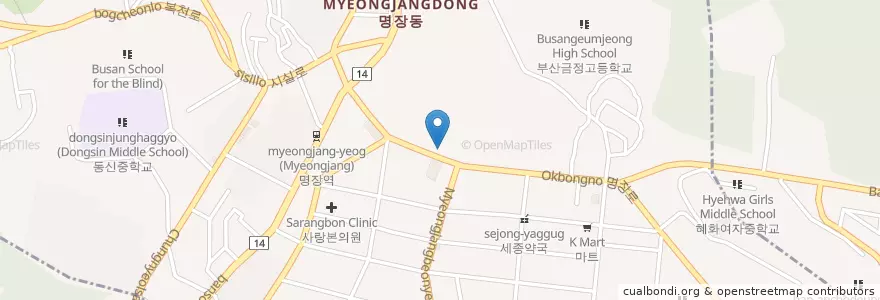 Mapa de ubicacion de 명장1 치안센터 en 대한민국, 부산, 동래구, 명장동.