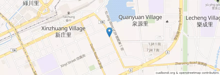 Mapa de ubicacion de 歐陽媽媽大麵羹 en Taiwán, Taichung, 東區.