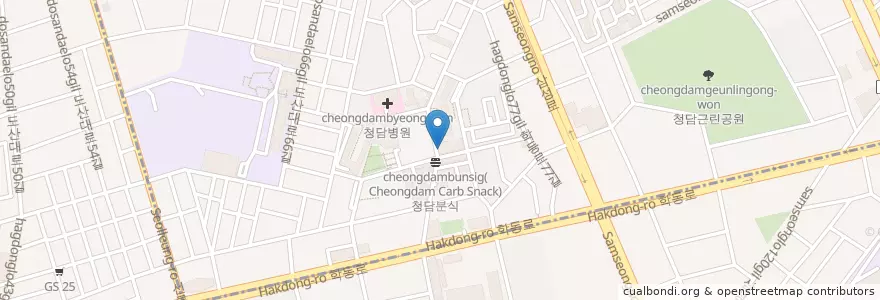 Mapa de ubicacion de 어닝 서프라이즈 청담 테라스(Earnings Surprise Cheongdam terrace) en Zuid-Korea, Seoel, 강남구, 청담동.