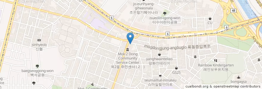Mapa de ubicacion de 네네치킨 en Zuid-Korea, Seoel, 목2동.