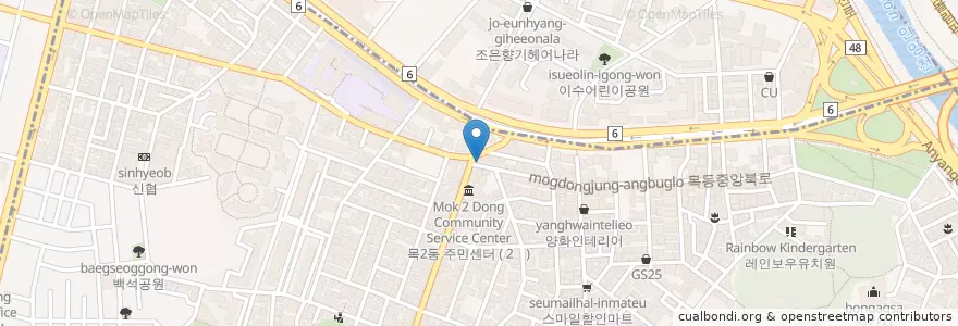 Mapa de ubicacion de 혜성분식 en Zuid-Korea, Seoel, 목2동.
