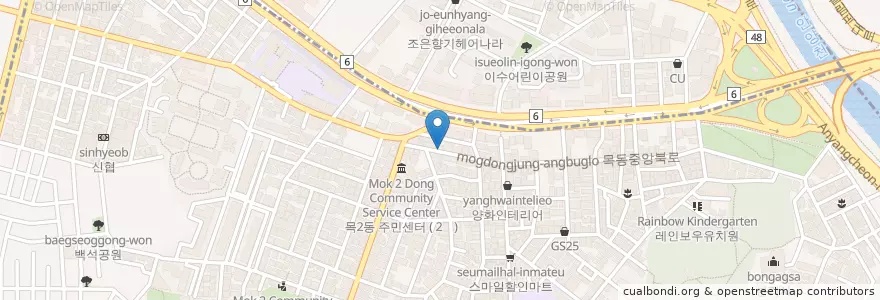 Mapa de ubicacion de 곱창포차 en Coreia Do Sul, Seul, 목2동.