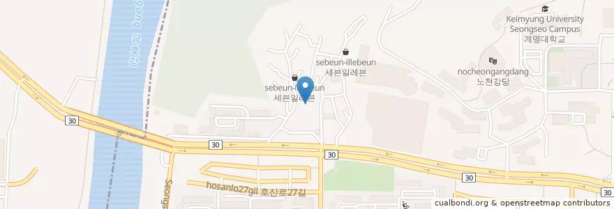 Mapa de ubicacion de 봄날에 en كوريا الجنوبية, ديغو, 달서구, 신당동.