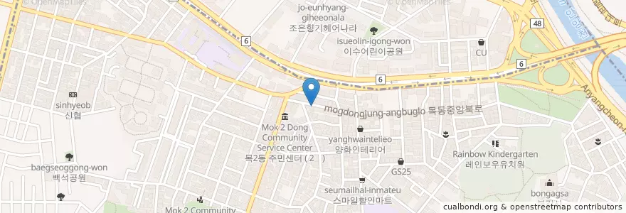 Mapa de ubicacion de 소문난순대국 en Corée Du Sud, Séoul, 목2동.