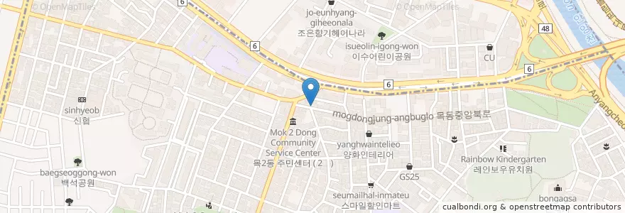 Mapa de ubicacion de 수치과 en Korea Selatan, 서울, 목2동.