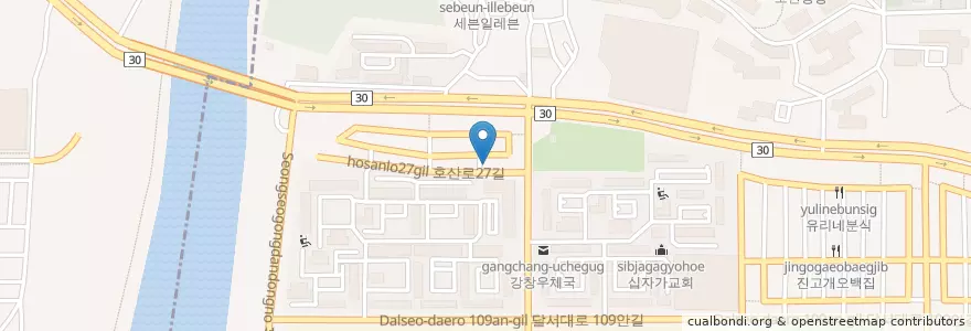 Mapa de ubicacion de 새마을금고 en South Korea, Daegu, Dalseo-Gu, Sindang-Dong.