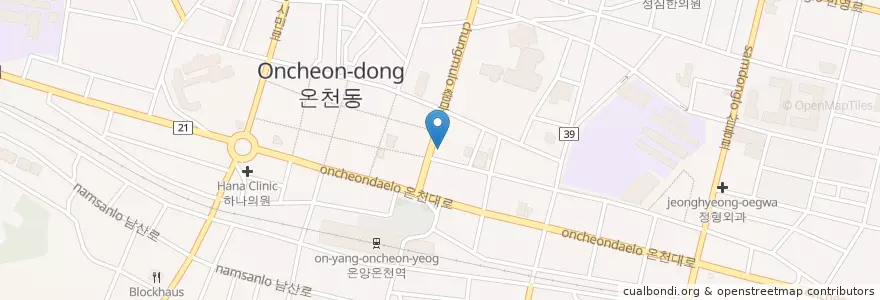 Mapa de ubicacion de 국민은행 en 대한민국, 충청남도, 아산시.