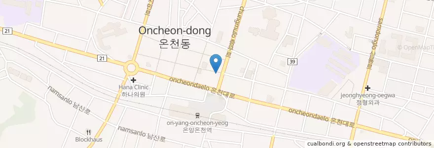 Mapa de ubicacion de 롯데리아 en 대한민국, 충청남도, 아산시.