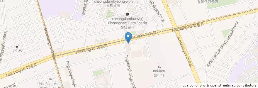 Mapa de ubicacion de 우리은행 en Coreia Do Sul, Seul, 강남구, 삼성동, 삼성2동.