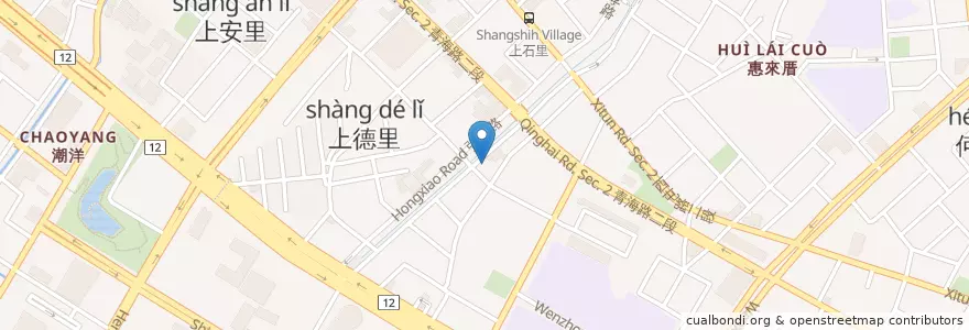 Mapa de ubicacion de 開漳聖王廟 en تايوان, تاي شانغ, 西屯區.