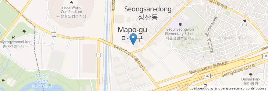 Mapa de ubicacion de 우리은행 en Республика Корея, Сеул, 마포구, 성산2동.