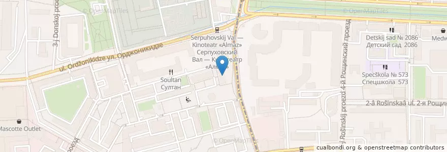 Mapa de ubicacion de Досуговый центр «Донской» en Россия, Центральный Федеральный Округ, Москва, Южный Административный Округ, Донской Район.
