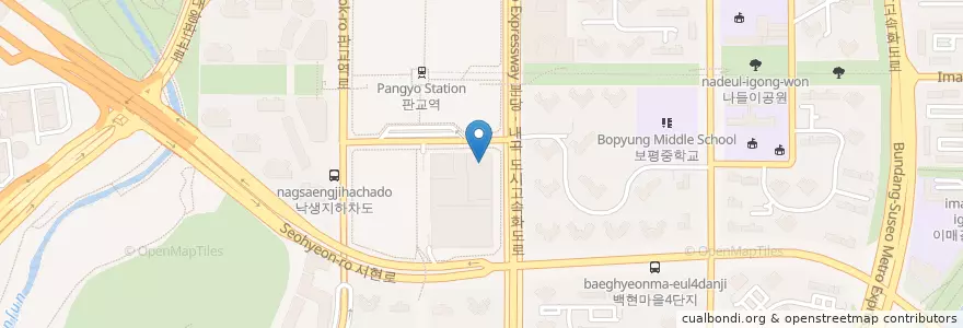 Mapa de ubicacion de CGV 판교점 en 대한민국, 경기도, 분당구.
