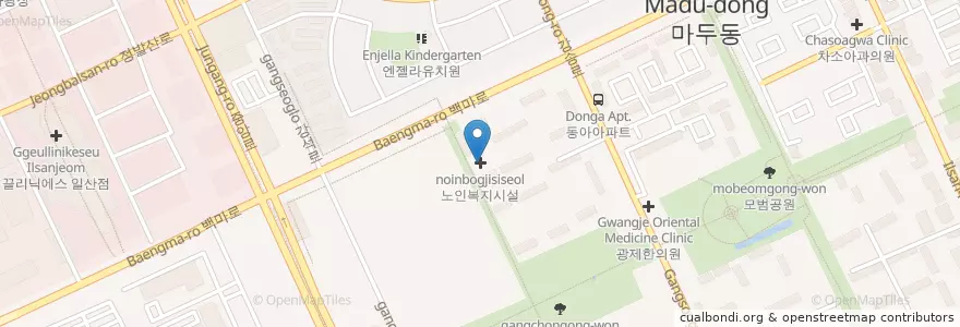 Mapa de ubicacion de 노인복지시설 en Korea Selatan, Gyeonggi, 고양시, 일산동구.