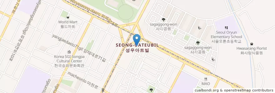 Mapa de ubicacion de 고경석한의원 en Korea Selatan, 서울, 송파구, 오금동.