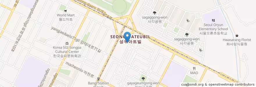 Mapa de ubicacion de BBQ en 大韓民国, ソウル, 松坡区, 오금동.