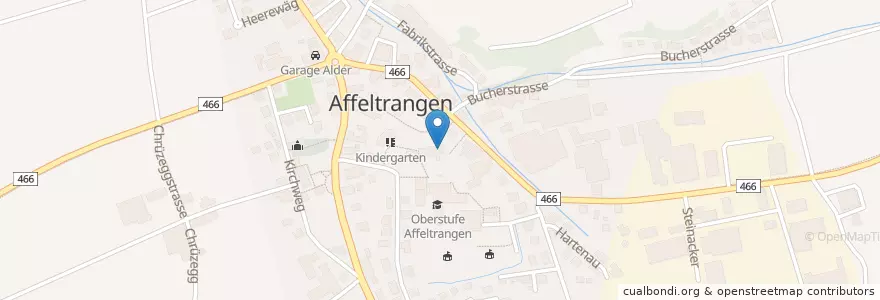 Mapa de ubicacion de Primarschule Affeltrangen en İsviçre, Thurgau, Bezirk Weinfelden, Affeltrangen.