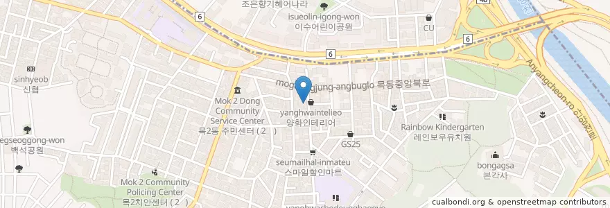Mapa de ubicacion de 내사랑돈까스 en كوريا الجنوبية, سول, 목2동.