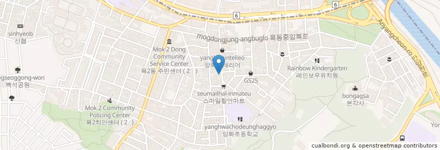 Mapa de ubicacion de 수제함박 en Coreia Do Sul, Seul, 양천구, 목2동.