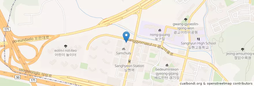 Mapa de ubicacion de 광교소망교회 en 大韓民国, 京畿道, 竜仁市, 水枝区.