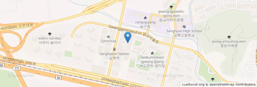 Mapa de ubicacion de 지씨엠교회 en 大韓民国, 京畿道, 竜仁市, 水枝区.
