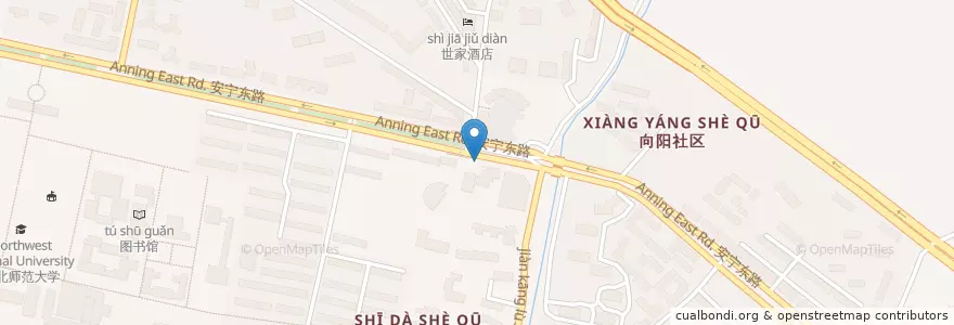 Mapa de ubicacion de 兰州银行桃林支行 en 中国, 甘粛省, 蘭州市, 安宁区, 培黎街道.