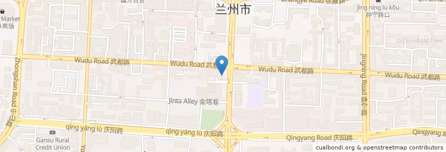Mapa de ubicacion de 上海浦东发展银行城关支行 en 중국, 간쑤성, 兰州市 (Lanzhou), 城关区, 酒泉路街道.