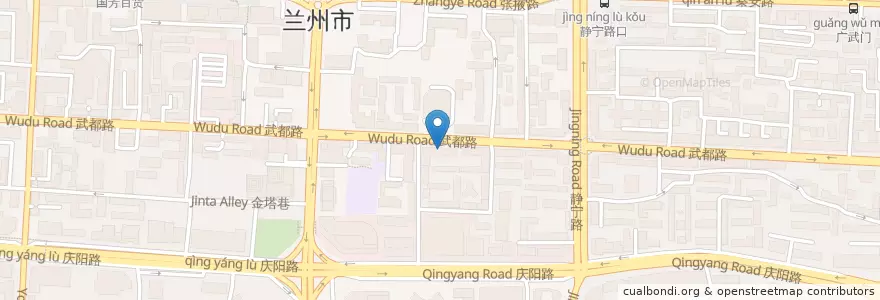 Mapa de ubicacion de 兰州银行民族支行 en 中国, 甘肃省, 兰州市 (Lanzhou), 城关区, 酒泉路街道.