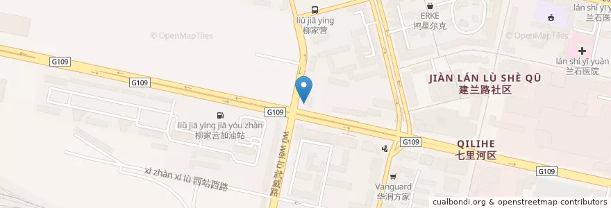 Mapa de ubicacion de 兰州银行兰西支行 en 中国, 甘粛省, 蘭州市, 七里河区, 敦煌路街道.