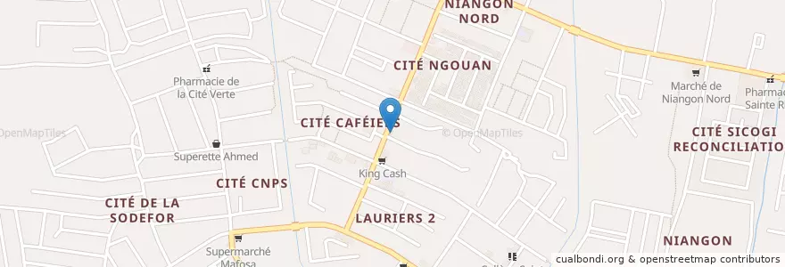 Mapa de ubicacion de Pharmacie Esther en Ivoorkust, Abidjan, Yopougon.