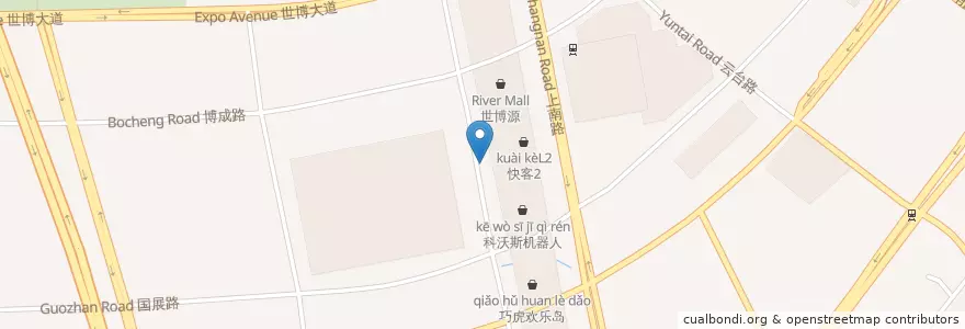 Mapa de ubicacion de 世博源停车场（入口） en Китай, Шанхай, Пудун.