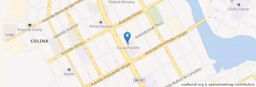 Mapa de ubicacion de Cia da Picanha en برزیل, منطقه جنوب شرقی برزیل, اسپیریتو سانتو, Microrregião Linhares, Região Geográfica Intermediária De São Mateus, Linhares.