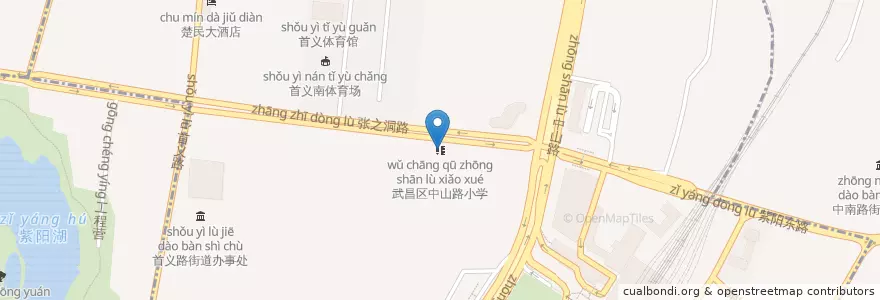 Mapa de ubicacion de 武昌区中山路小学 en Китай, Хубэй, Ухань, Учан, 首义路街道.