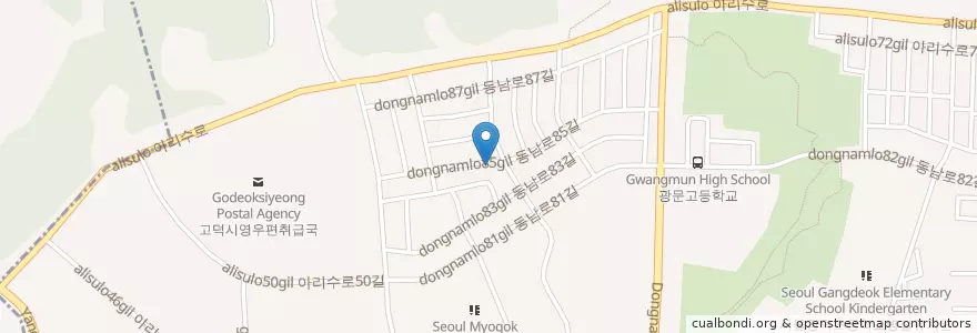 Mapa de ubicacion de 한사랑교회 en 대한민국, 서울, 강동구, 고덕동, 고덕1동.