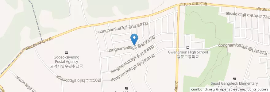 Mapa de ubicacion de gged en Corée Du Sud, Séoul, 강동구, 고덕동, 고덕1동.