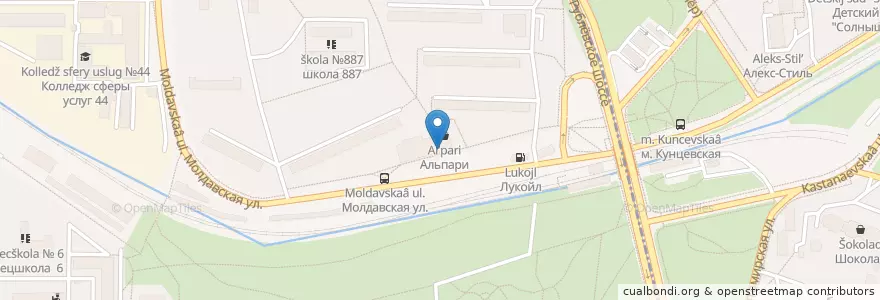 Mapa de ubicacion de Суши Wok en Rusia, Distrito Federal Central, Москва, Западный Административный Округ, Район Фили-Давыдково.