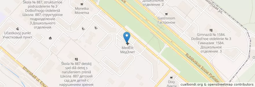 Mapa de ubicacion de МедЭлит en Rusia, Distrito Federal Central, Москва, Западный Административный Округ.
