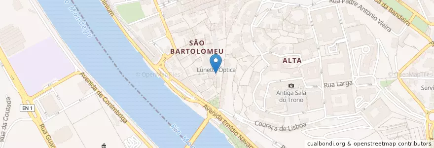 Mapa de ubicacion de Rio Mondego en Portugal, Centro, Baixo Mondego, Coimbra, Coimbra, Sé Nova, Santa Cruz, Almedina E São Bartolomeu.