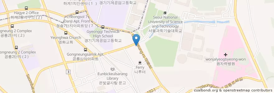 Mapa de ubicacion de 麦当劳 en 韩国/南韓, 首尔, 蘆原區, 공릉2동.