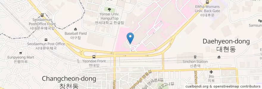 Mapa de ubicacion de 우리은행 en Corea Del Sur, Seúl, 마포구, 신촌동.