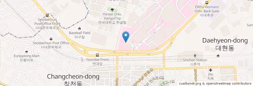 Mapa de ubicacion de strEAT en 韩国/南韓, 首尔, 麻浦區, 신촌동.