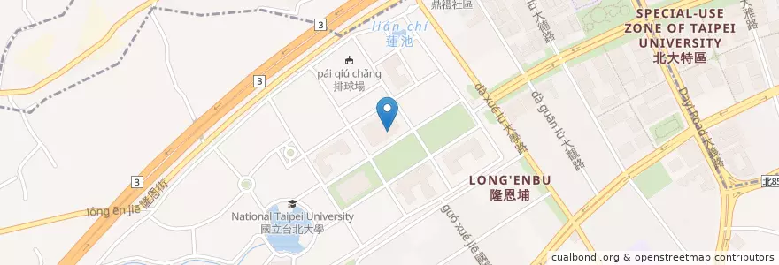 Mapa de ubicacion de 臺北大學郵局 en 타이완, 신베이 시, 싼샤 구.