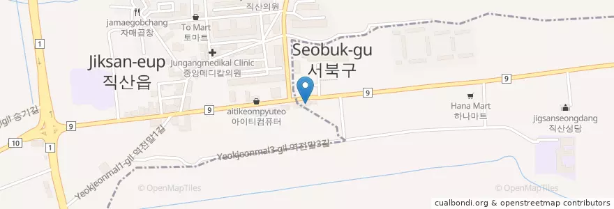 Mapa de ubicacion de 로고스 교회 en Korea Selatan, Chungcheong Selatan, 천안시, 서북구, 직산읍.